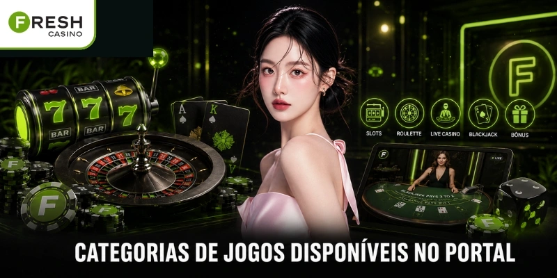 Categorias de jogos disponíveis no portal